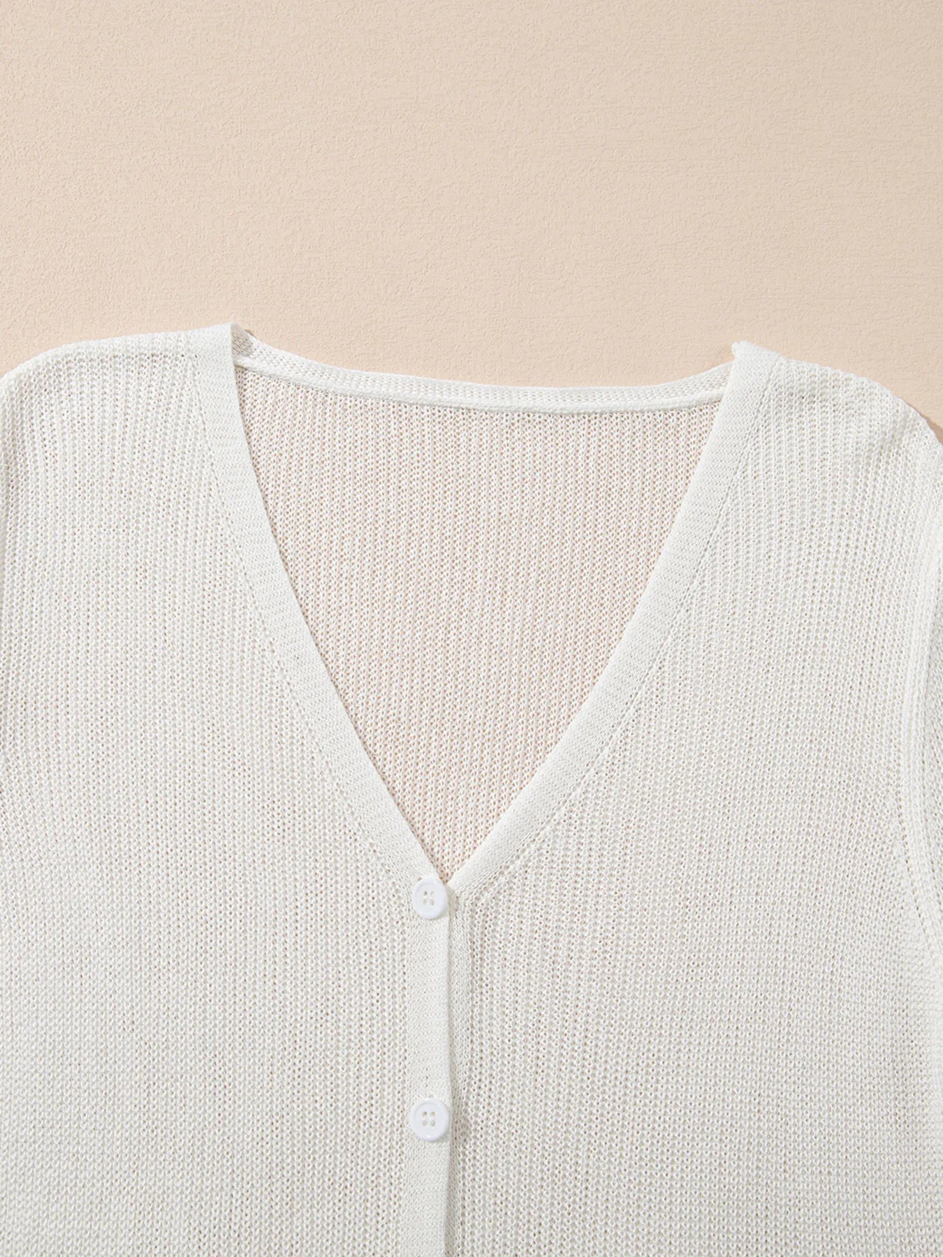 Lightweight V Neck Button Front Bell Sleeve Cardigan 9f2468e4ec6449b0b151d4facf687117-Max-Origin