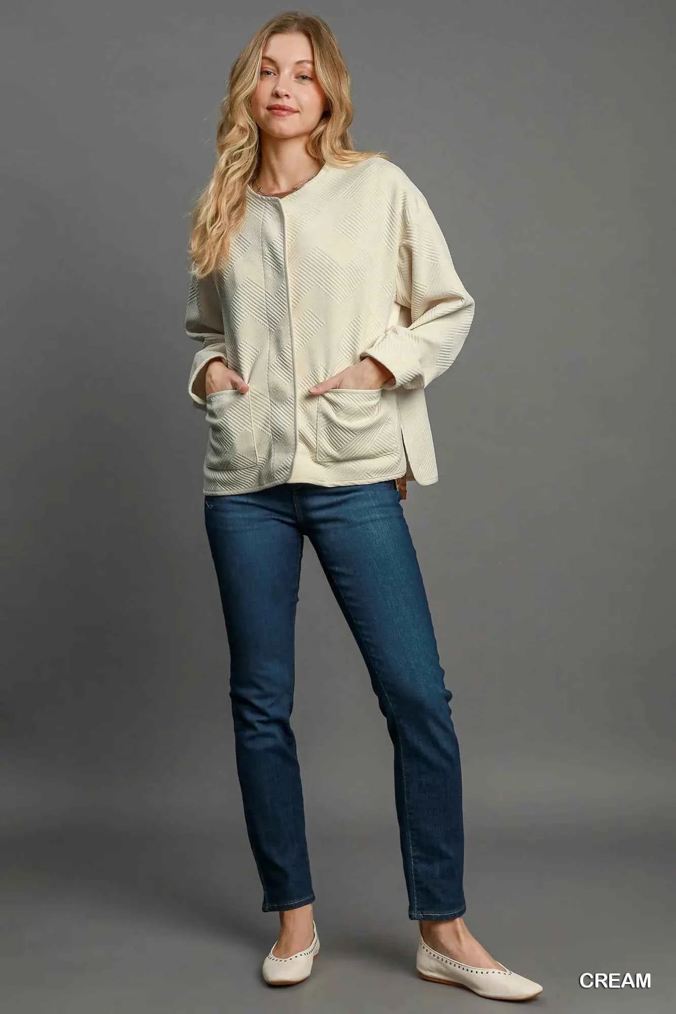 Umgee Textured Jacquard Jacket 9f2dad8b-6b31-4363-a038-3b6c4a8479fa-Max-Origin