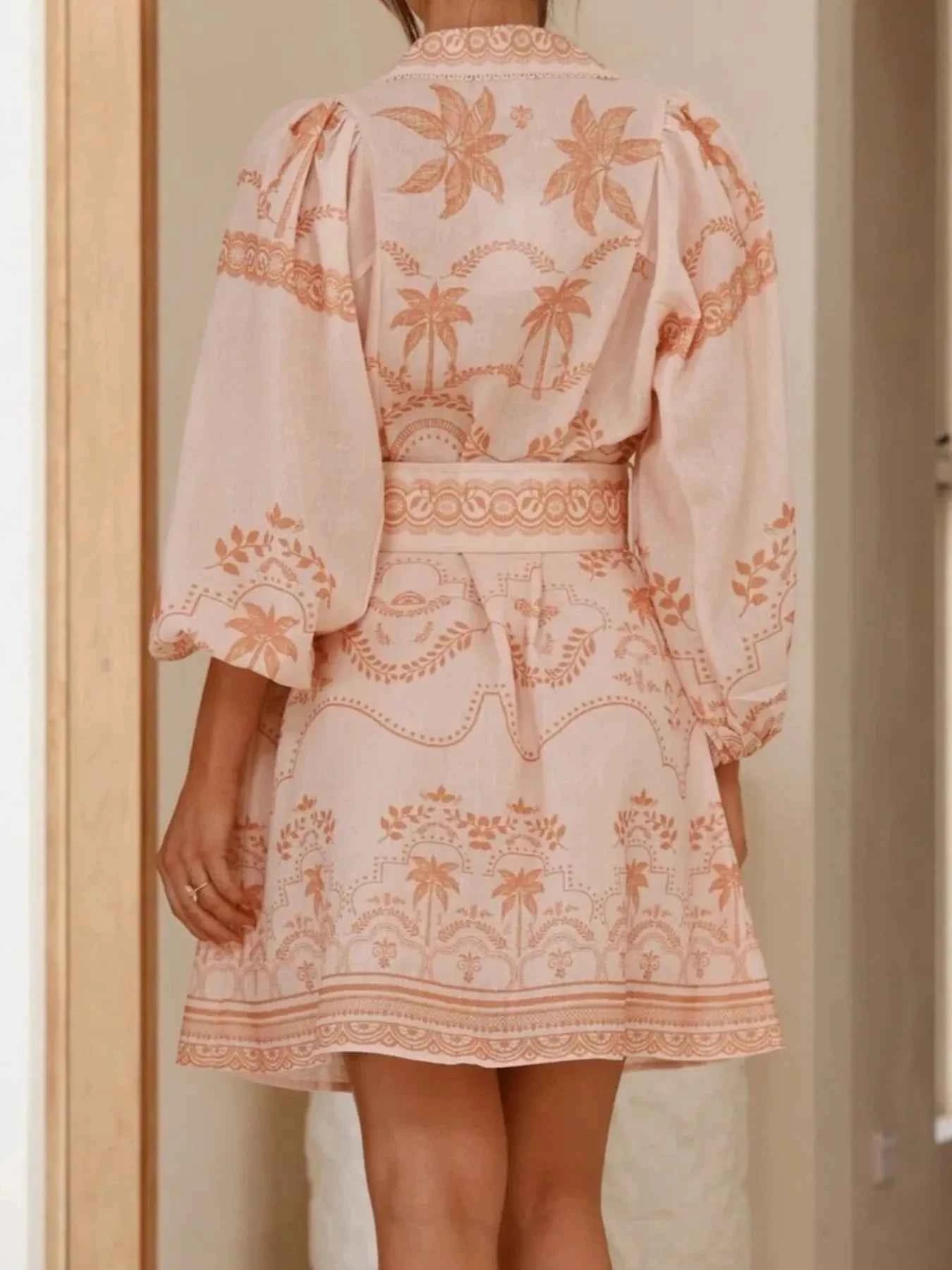 Printed Button Down Shirt Dress with Belt 9f324271-a974-4409-b0db-d9409a528878-Max-Origin