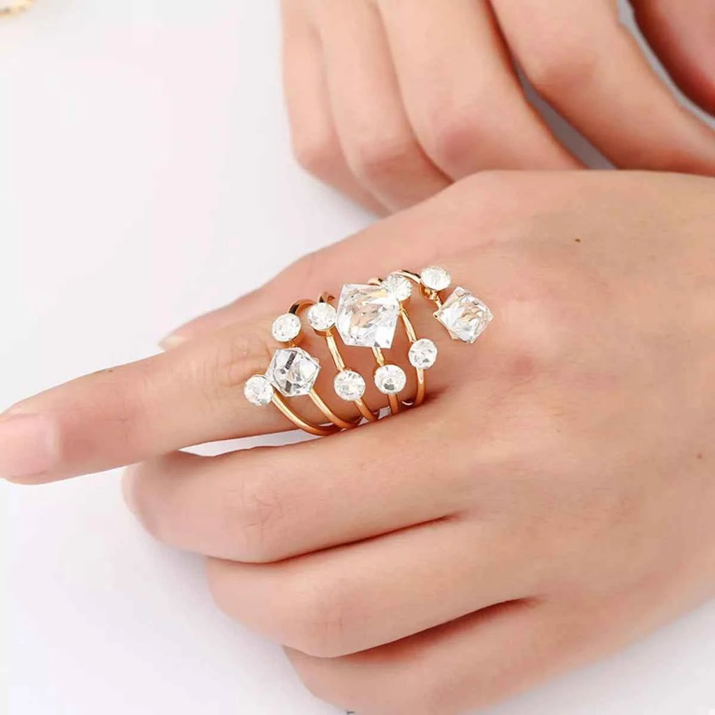 18K Gold-Plated Multi-Layered Ring White One Size 9f433663-6c5e-4f17-9e7e-ccbb04f574f0-Max-Origin