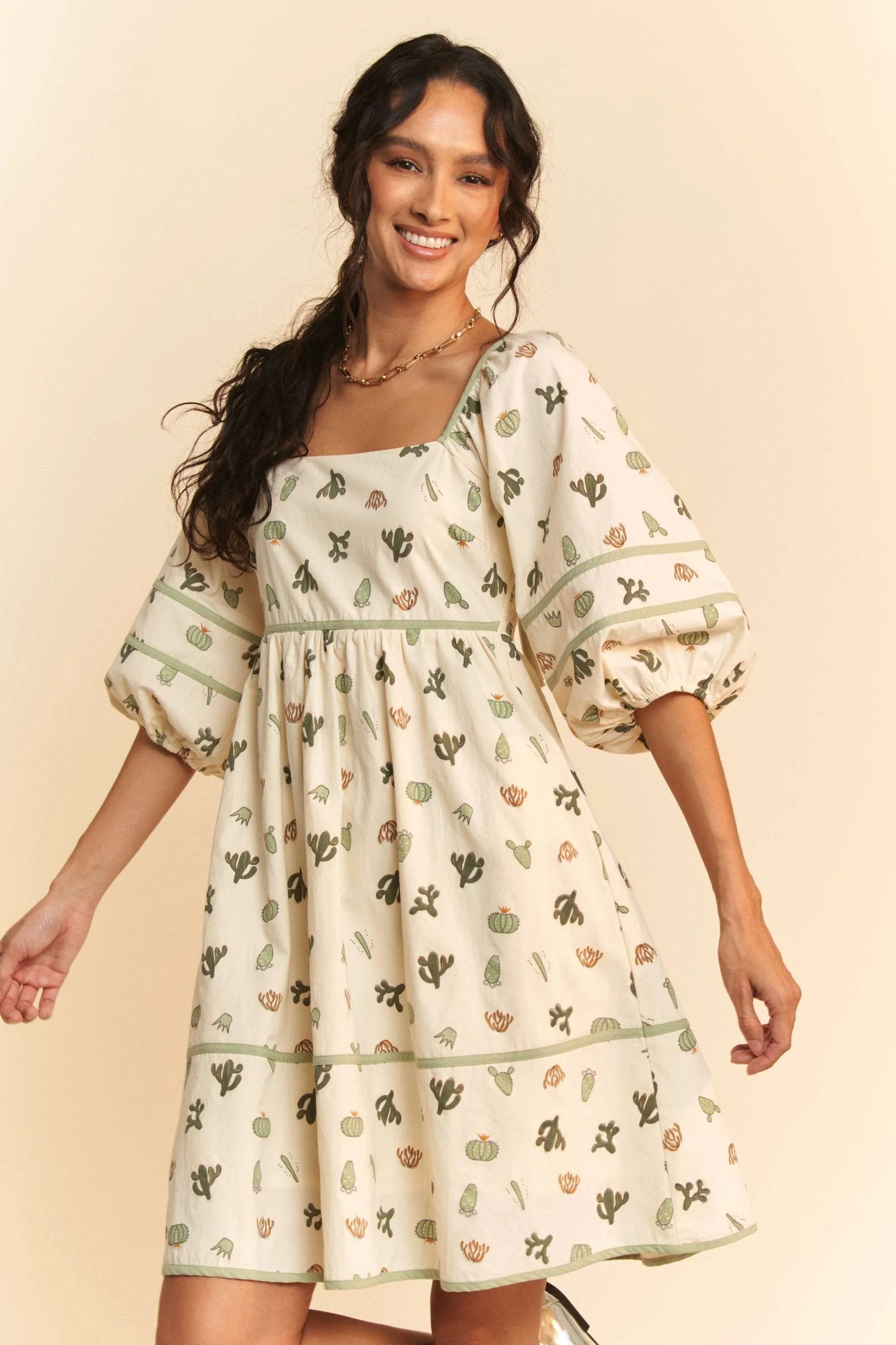 Davi & Dani Cactus Printed Poplin Contrast Piping Mini Dress 9f449b4cb516419595ad3cacc5a2cc87-Max-Origin