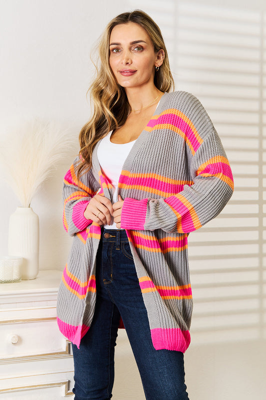 Woven Right Ribbed Long Sleeve Cardigan 9f4de01d8a034f2188eab4afe1d81bba-Max