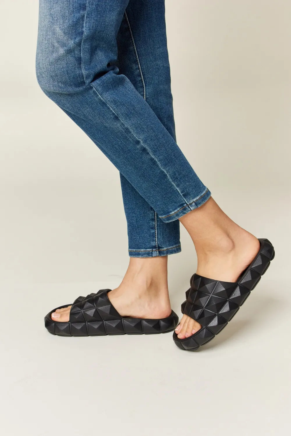 WILD DIVA Pyramid Stud Toe Band Footbed Sandals 9f4f31c9-d676-495a-96d8-1df97763b885-Max