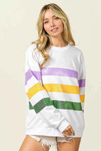 BiBi Sequin Mardi Gras Striped Round Neck Sweatshirt 9f518dd6e04e46f085d0681967497872-Max-Origin