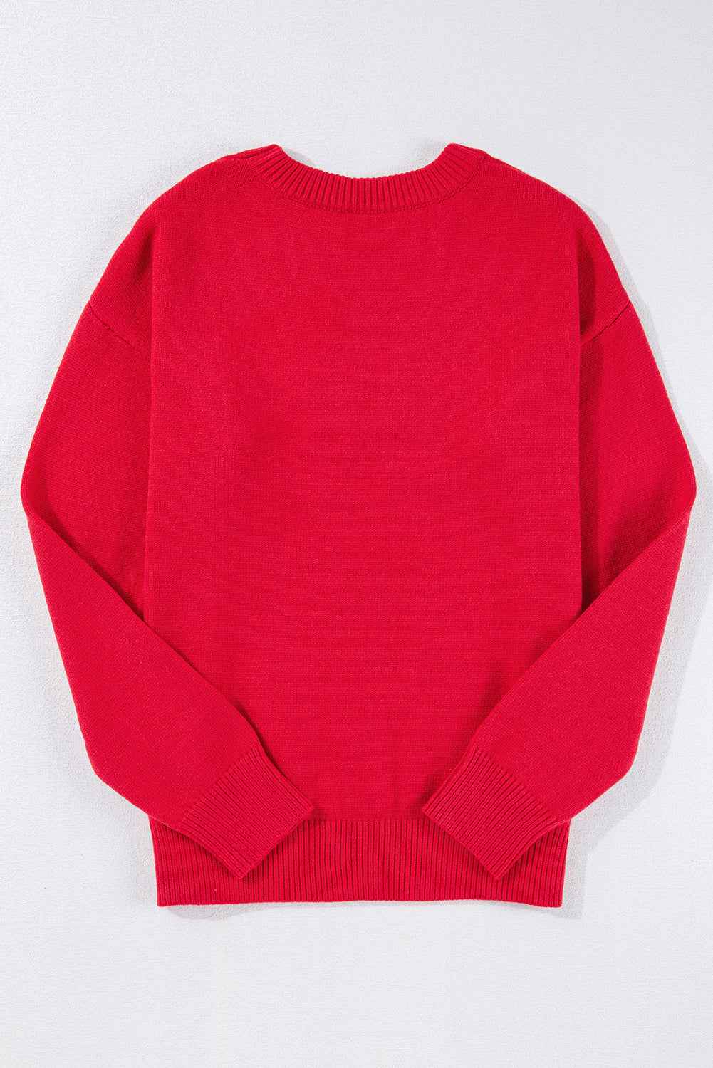 Fiery Red Tinsel Merry Letter Drop Shoulder Baggy Sweater 9f59b44e78ba5b02