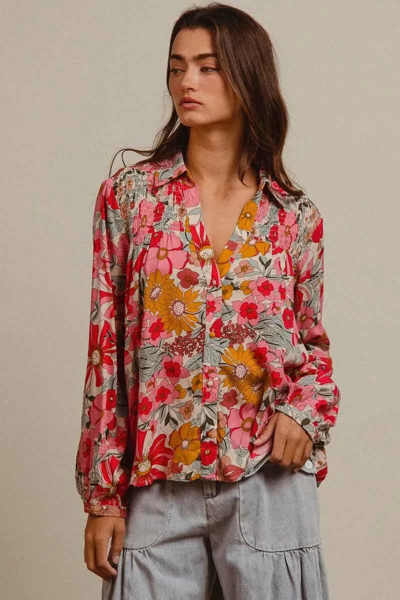 BiBi Woven Floral Printed Shirt Top 9f5bb8d8d1b9441488081435991eaf71-Max-Origin