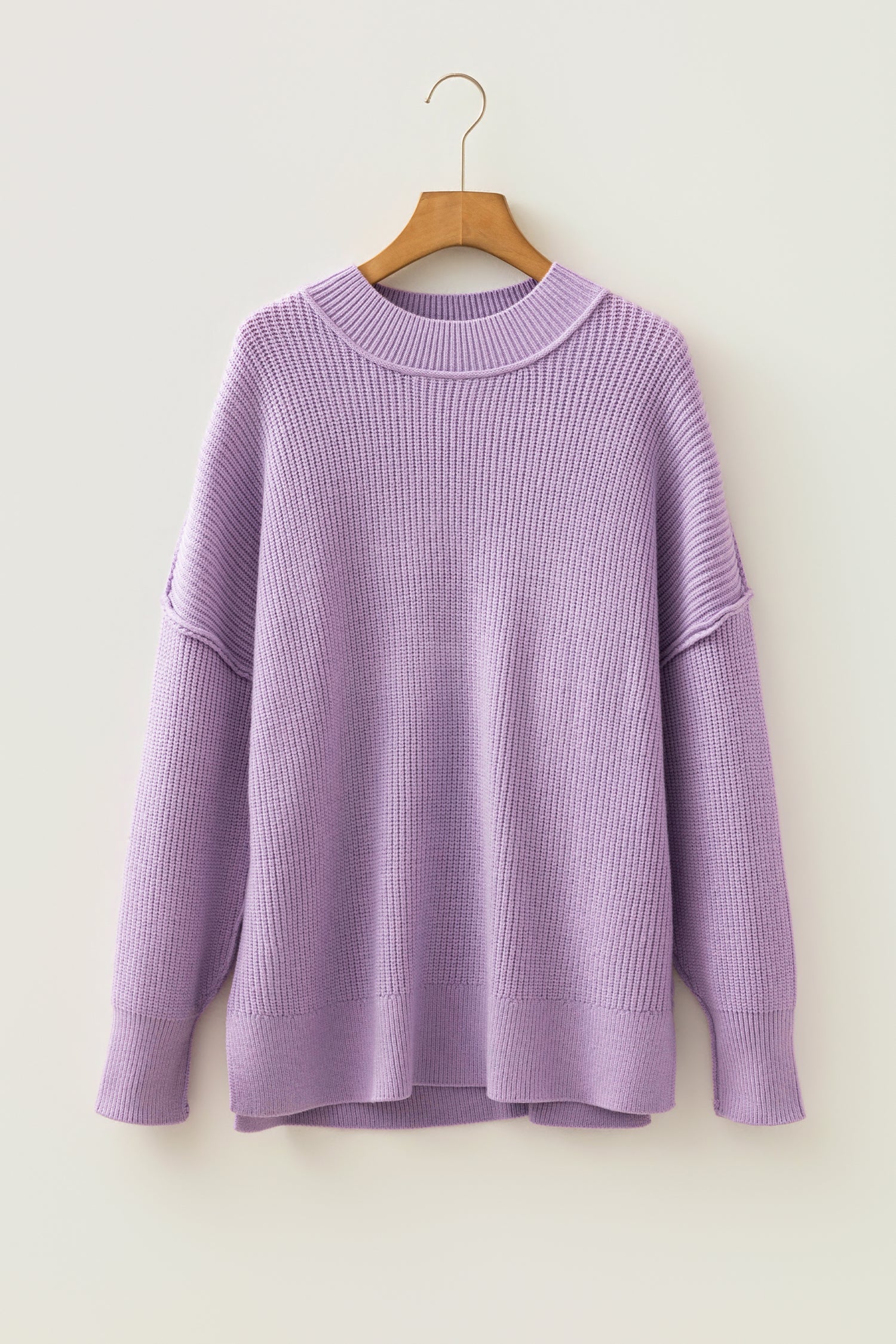 Chestnut Long Sleeve Ribbed Knit Stand Neck Regular Fit Sweater 9f5be927dd564216