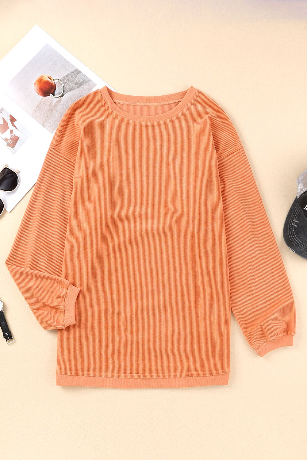 White Drop Shoulder Rib Knit Oversized Sweatshirt 9f5e065a87efd3c7