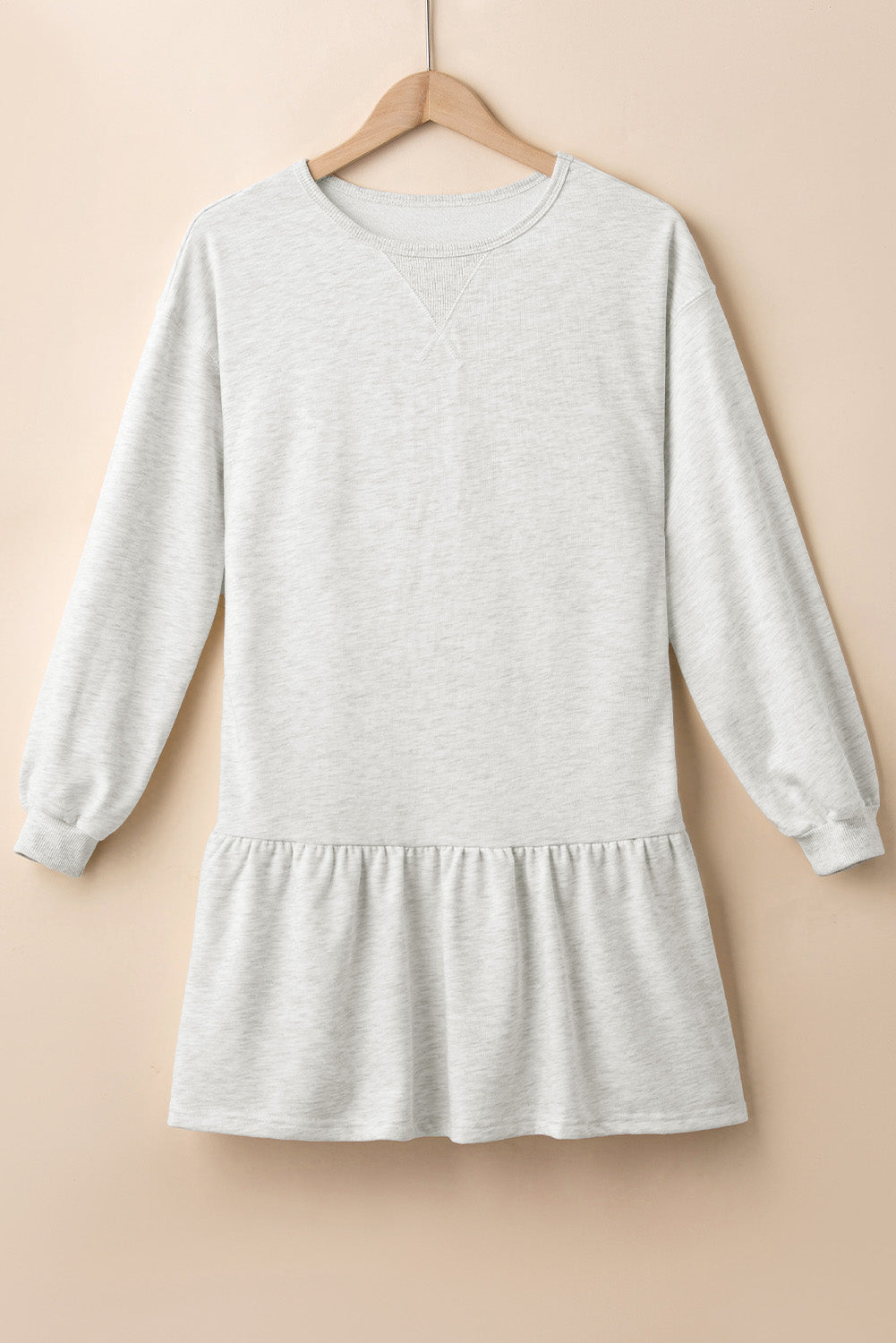 White Solid Color Ruffle Hem Mini Sweatshirt Dress 9f6852489b41818f