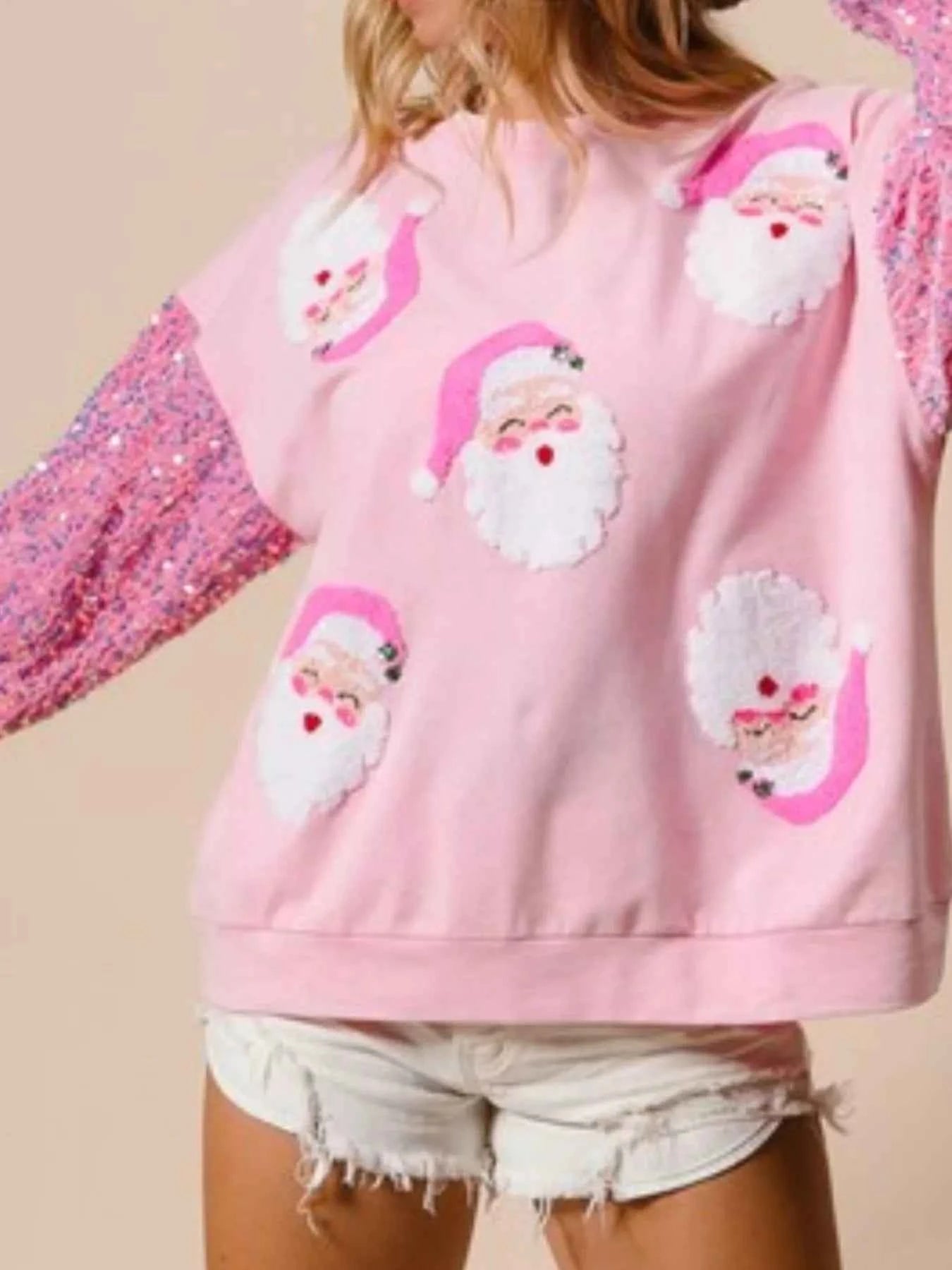 Christmas Theme Sequin Long Sleeve Sweatshirt Santa Claus 9f735f9a-b21e-4679-a9dc-4a49a171745e-Max-Origin