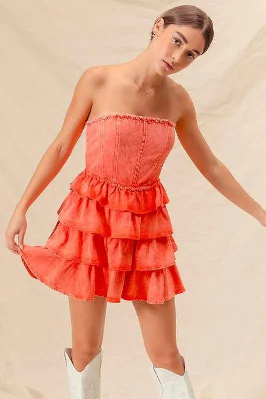 Strapless Ruffle Layered Game Day Cheer Up Dress 9f7ccf6d1b544c8e80db540648ef609c-Max-Origin