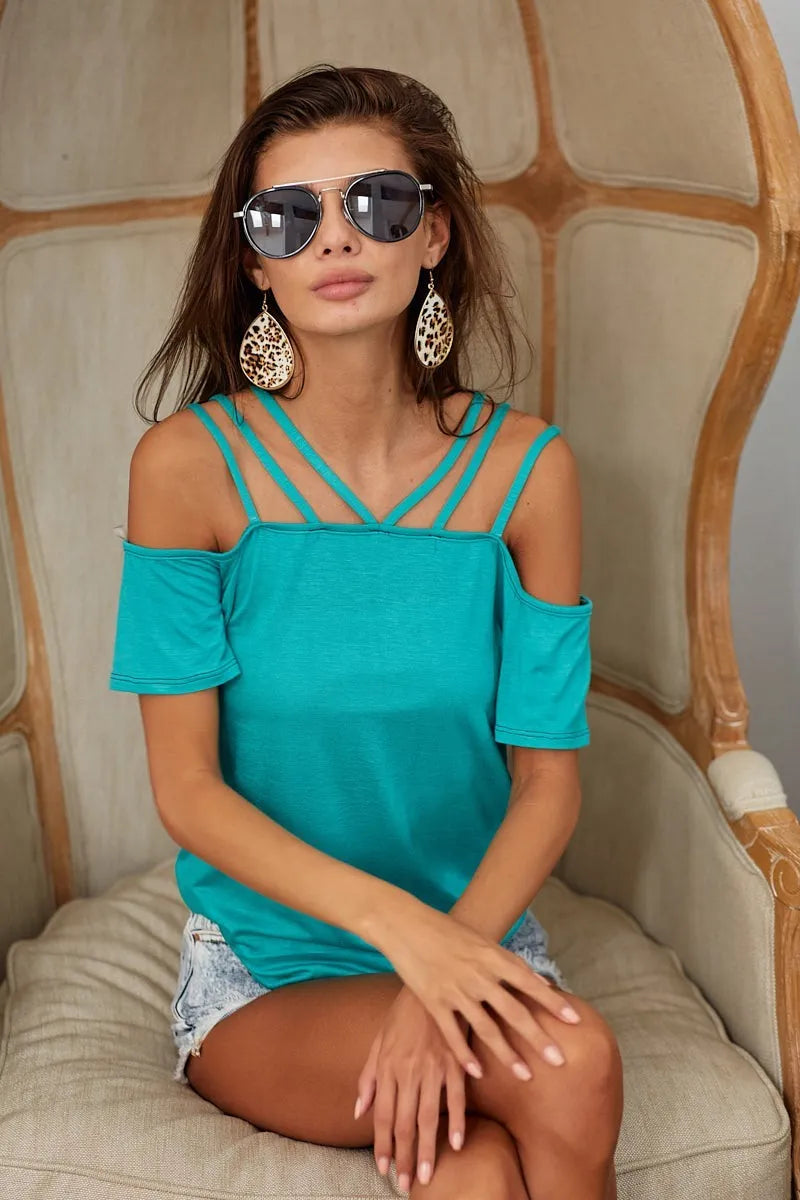 BiBi Rayon Span Jersey Lace Up Shoulder Detailed Top 9f820d14f54d4b79ae435641a9f33d2b-Max-Origin