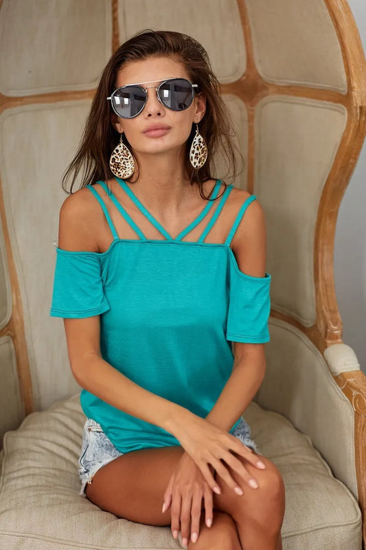 BiBi Rayon Span Jersey Lace Up Shoulder Detailed Top 9f820d14f54d4b79ae435641a9f33d2b-Max-Origin