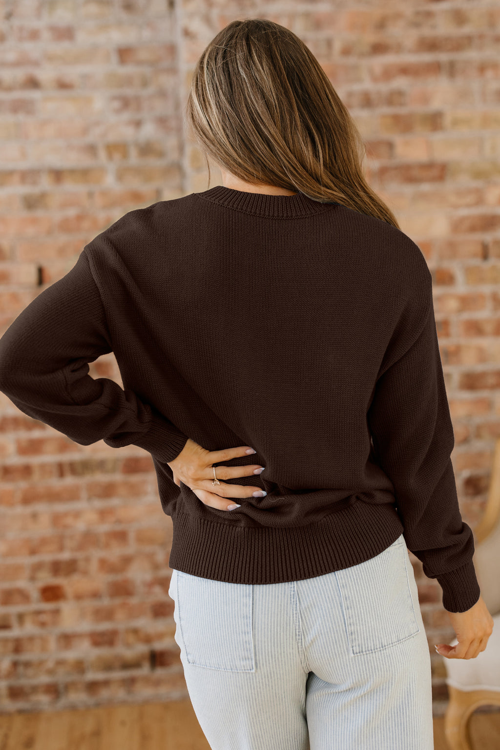 Chicory Coffee Howdy Embroidered Graphic Western Sweater 9f8f2b94085f656f