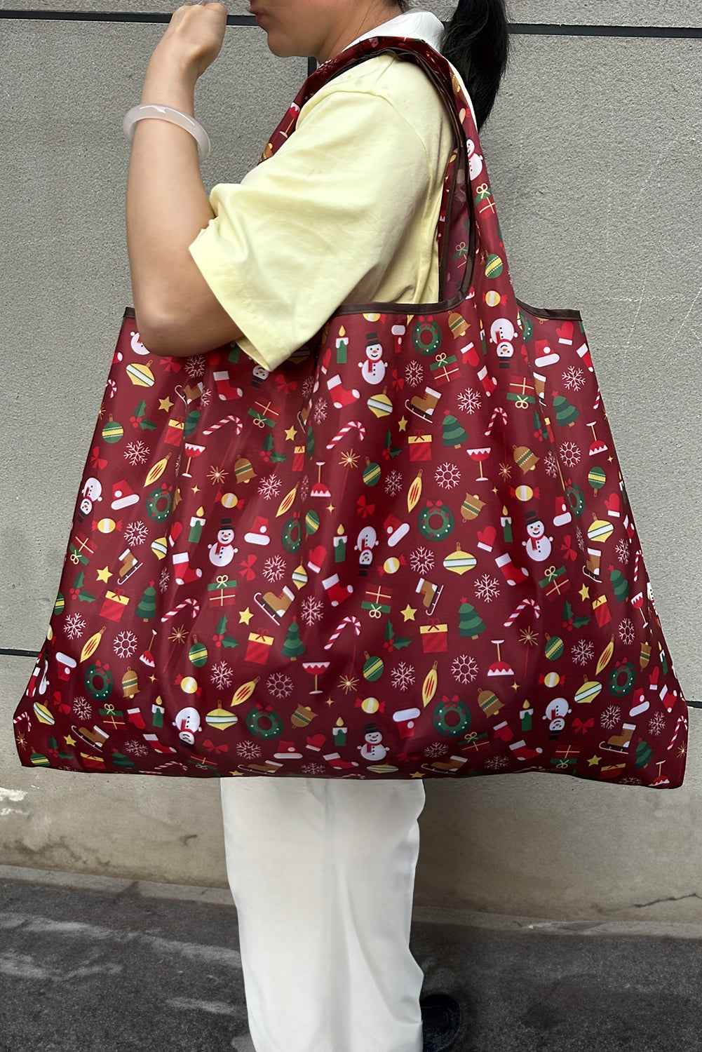 Fiery Red Cartoon Snowman Gift Graphic Large Tote Bag 9f97b0cfc45e46c5