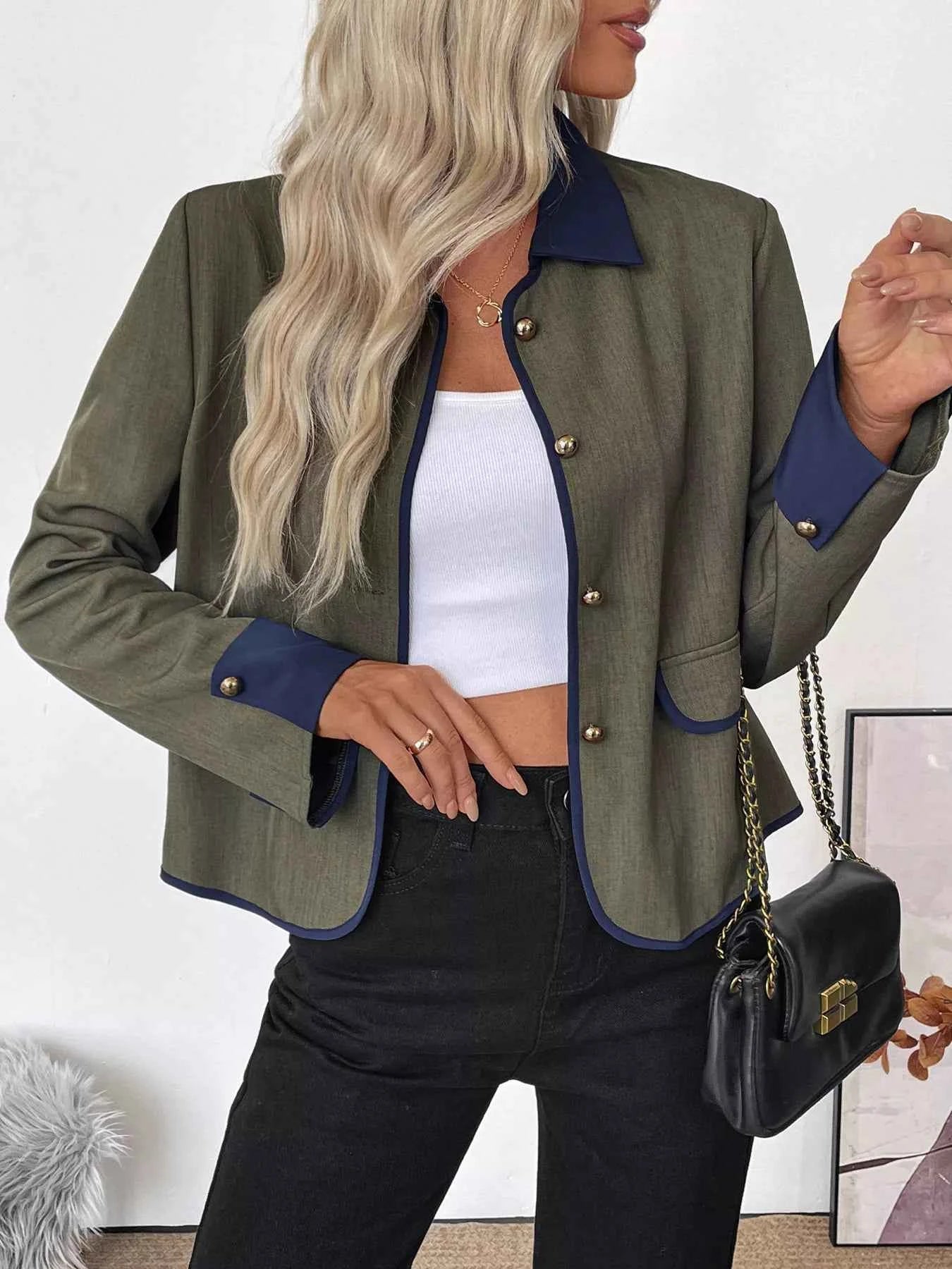 Contrast Trim Button-Up Jacket 9f9fad3399e742f9b216943f195f5128-Max-Origin
