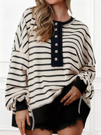Striped Button Detail Casual Sweatshirt 9faa3abc87fd4b3a85fa662f624d0191-Max-Origin