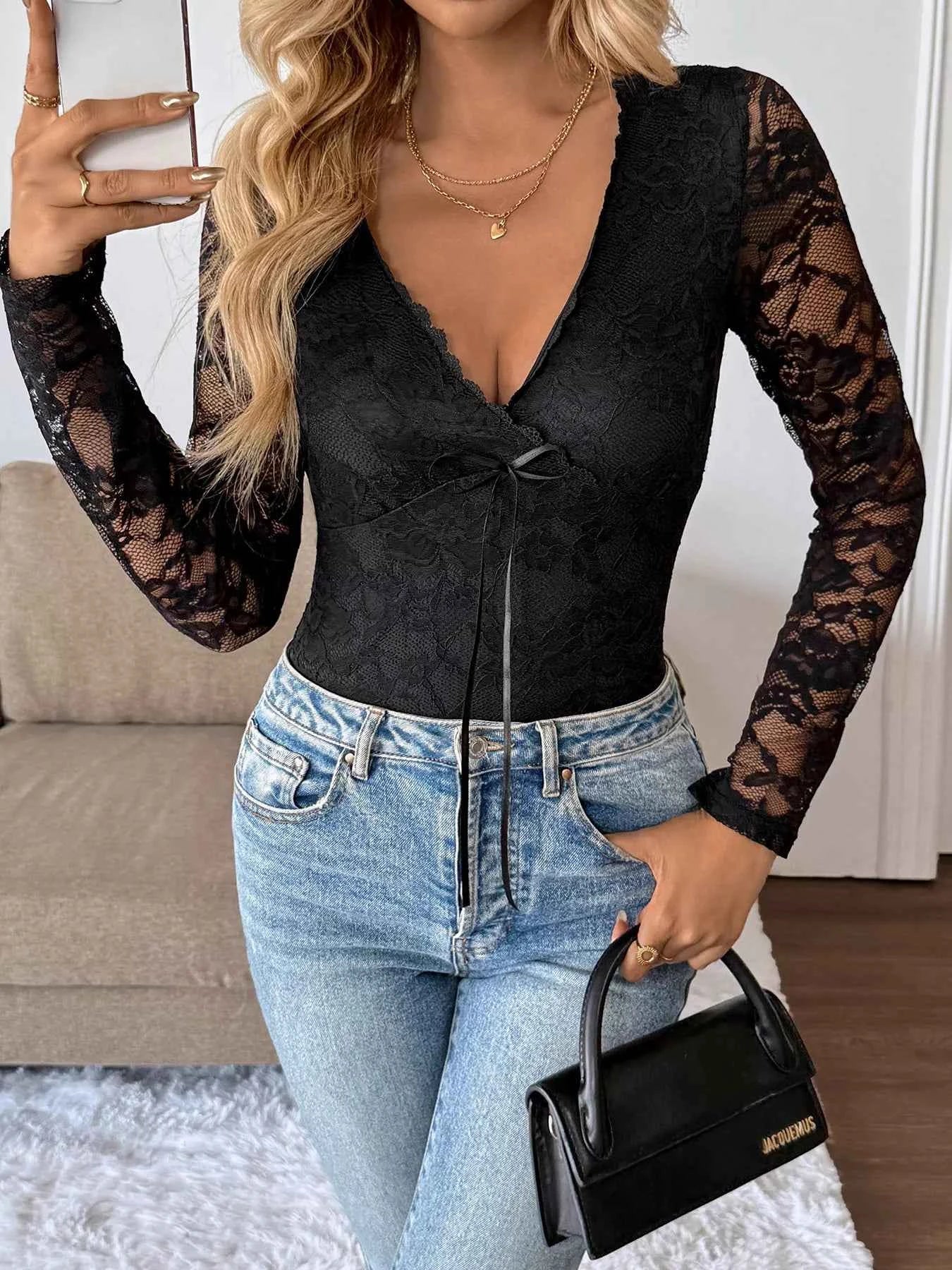 Lace V-Neck Long Sleeve Top 9fb97a5472b546de85169a7fd73bddaf-Max-Origin