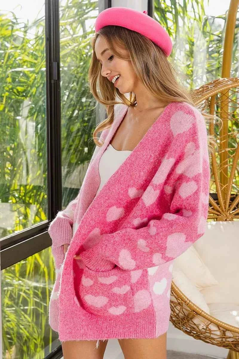 BiBi Heart Color Block V-Beck Knit Cardigan with Pockets 9fc79992cbf042b5b688a983a7e069ab-Max-Origin