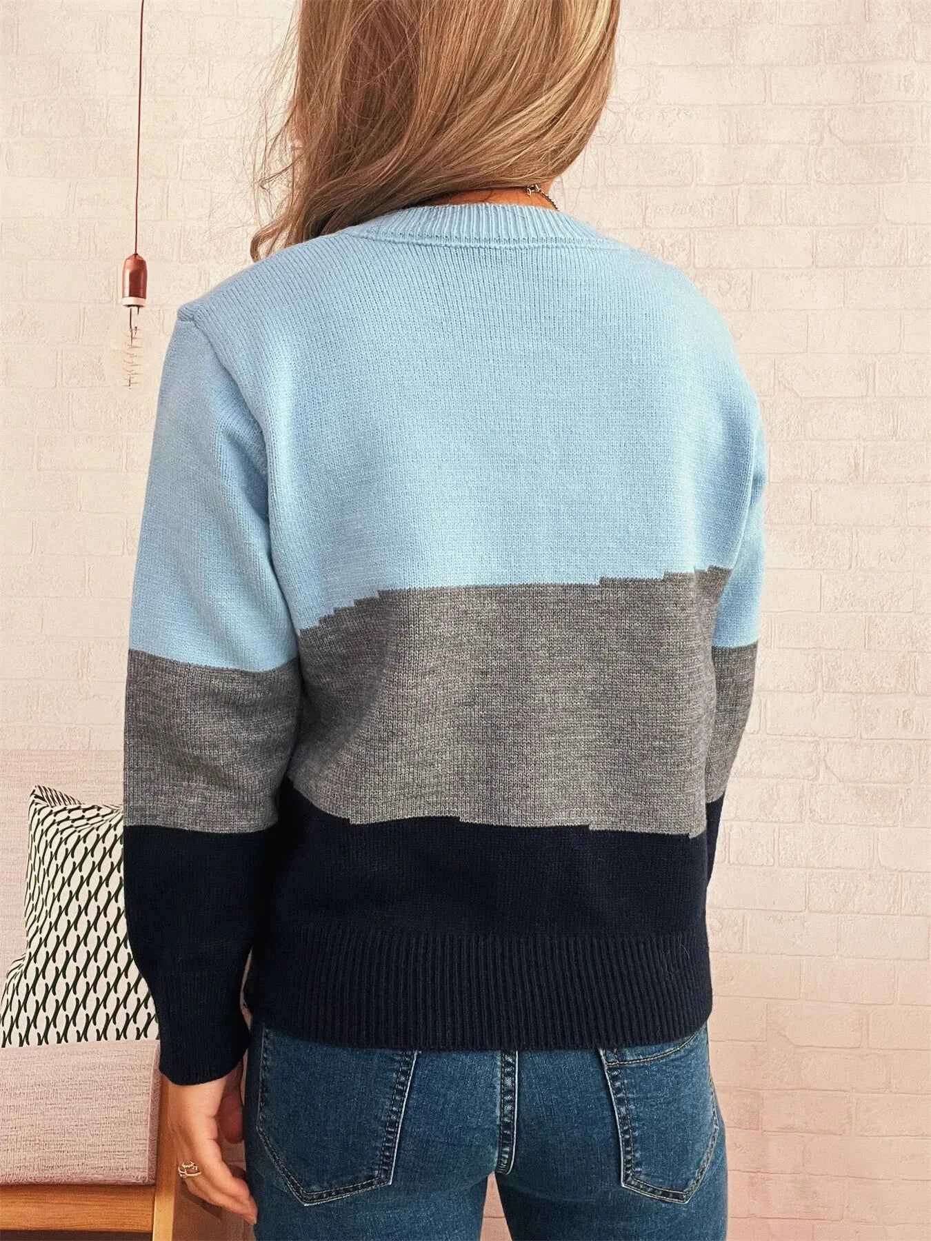 Color Block Button-Up Cardigan 9fd0b36f3b80404caf69f64a84817909-Max-Origin