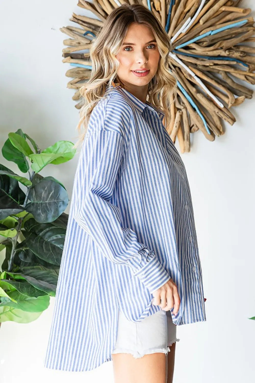 Striped Button Down High-Low Hem Shirt 9fe1b98d-c5eb-4b49-bd3f-61ffa3849d05-Max