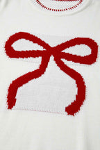 White Sweet Bow Long Sleeve Knit Sweater 9fefcf1a2b8eaade