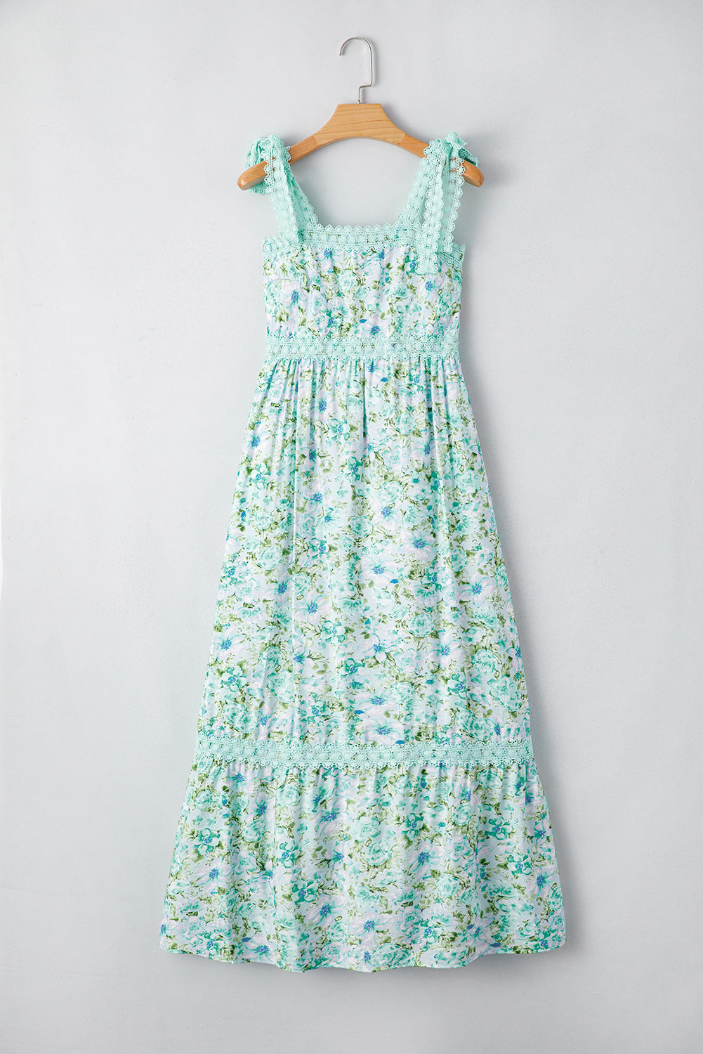 Green Floral Lace Tied Strap Empire Waist Maxi Dress 9ff63d2e2488112d