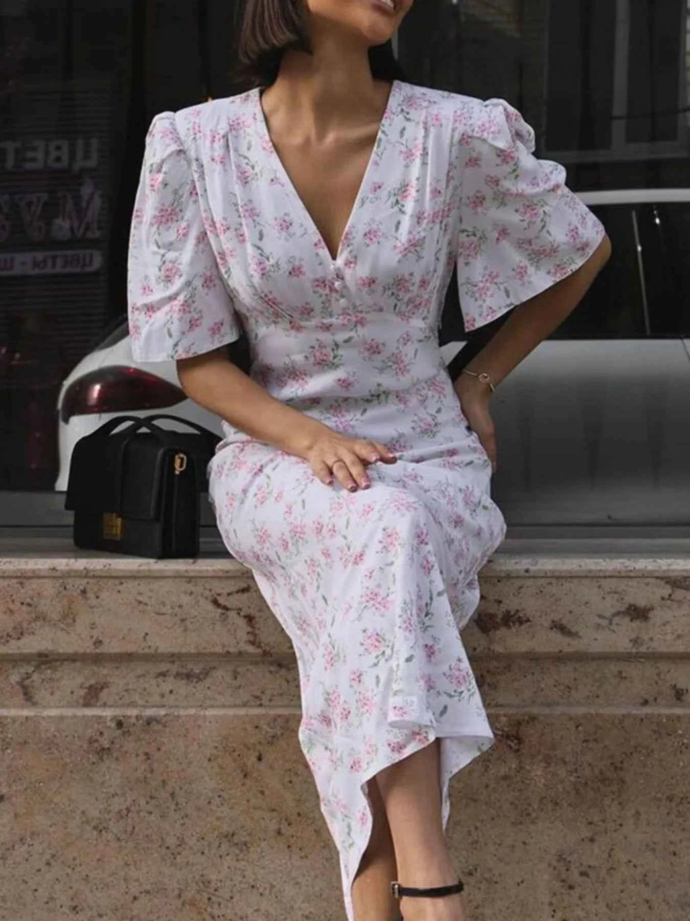 Floral Print Short Sleeve Dress 9ff7a2ca-a504-409f-80ec-3a13ae834940-Max-Origin
