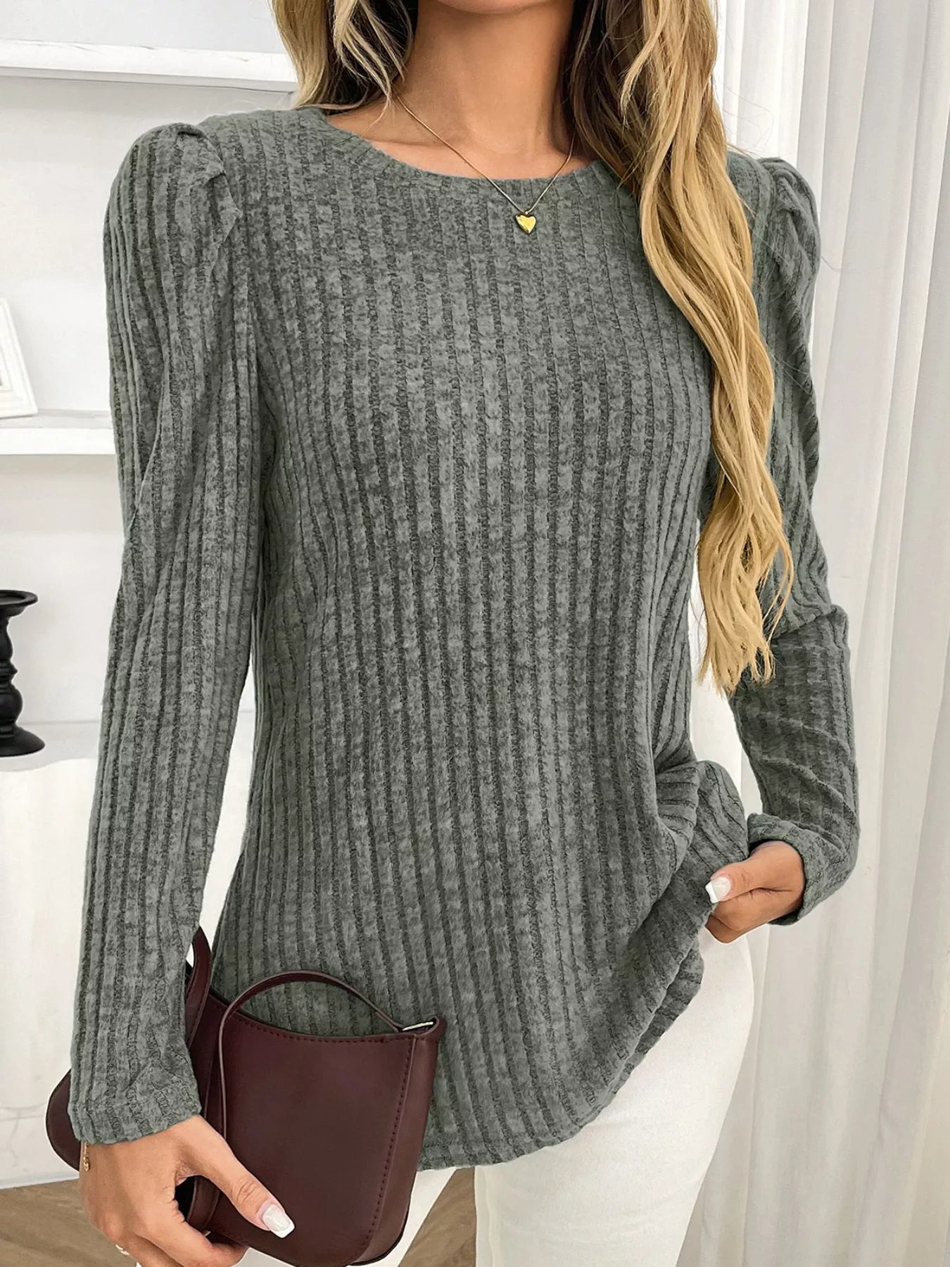 Round Neck Puff Sleeve T-Shirt 9ff7ab63-f651-4da7-9505-29847829db02-Max-Origin