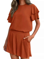 Ruffle Sleeve Top and Shorts Two-Piece Set 9ffa05a1e0e8470092c7f16cb49fd724-Max-Origin