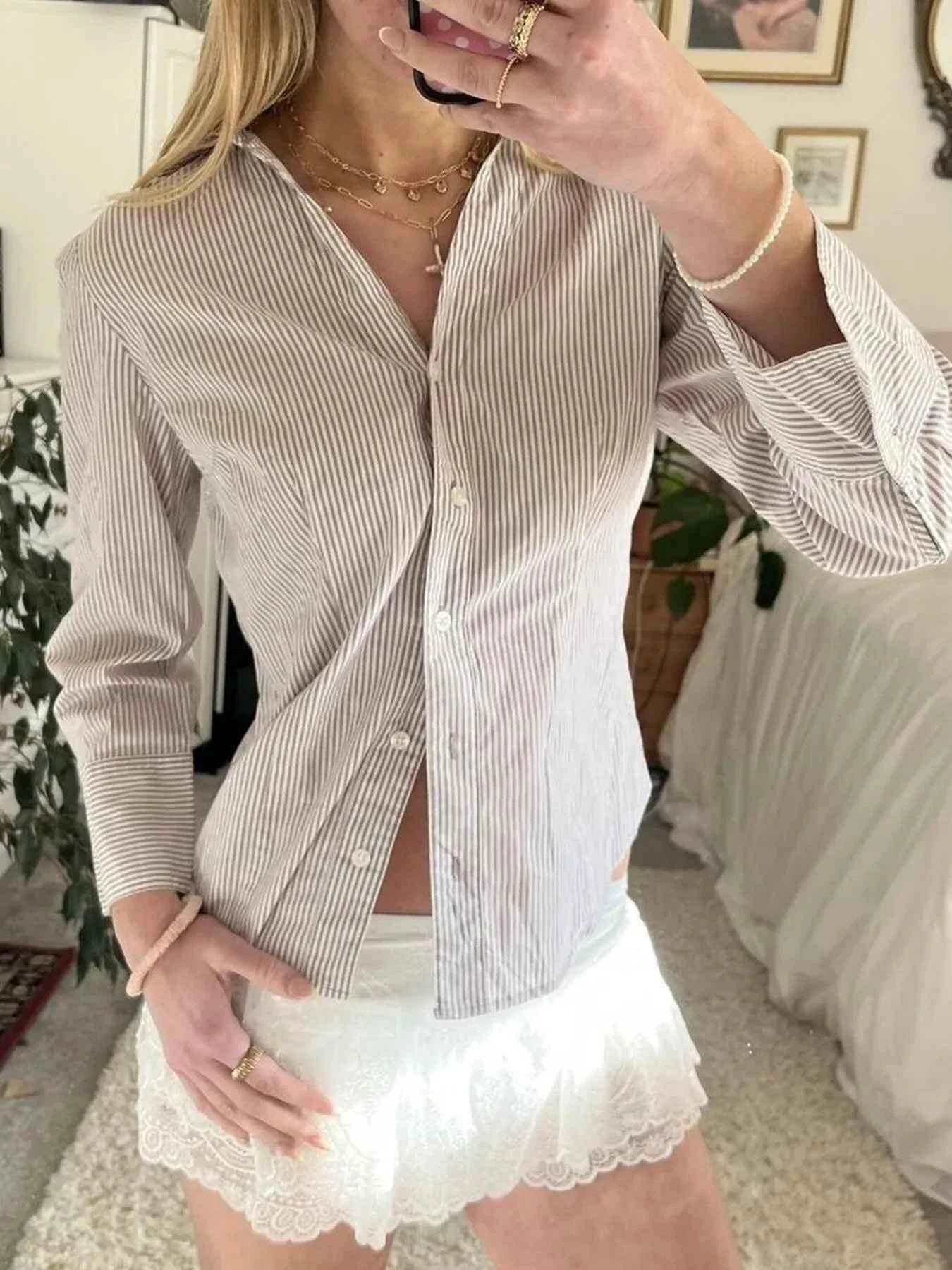 Printed Button-Down Long Sleeve Shirt