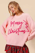 SO ME Merry Christmas Tinsel Lettering Sweater BLUSH PINK 9ffdfa7876fa49be8ec466e4a97ef344-Max-Origin