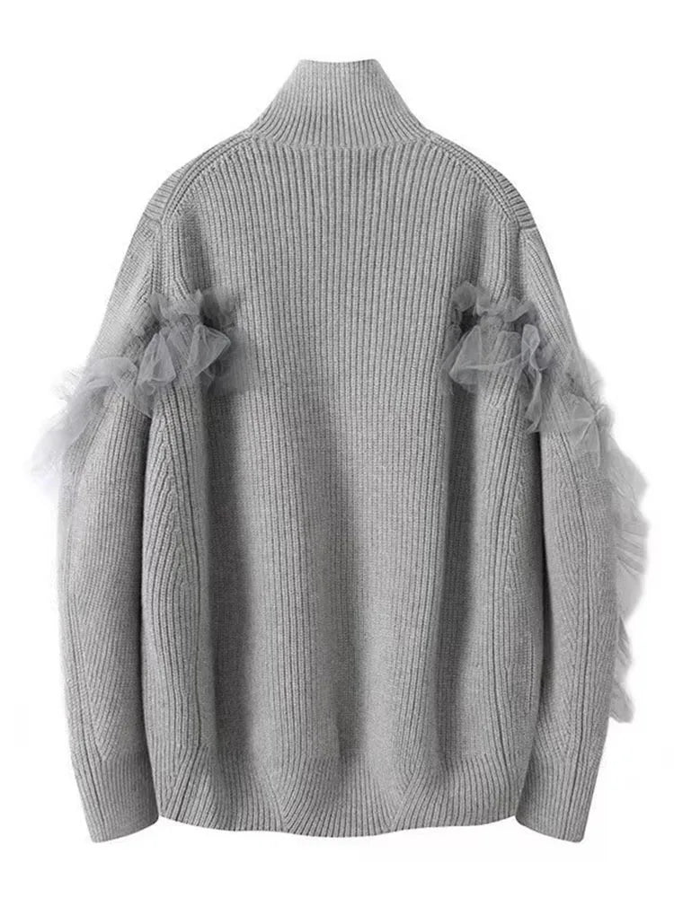 The Sheer-Panel Stand-Collar Zip Cardigan A1B33DE8C92D73613A864C23A9EC1A5B