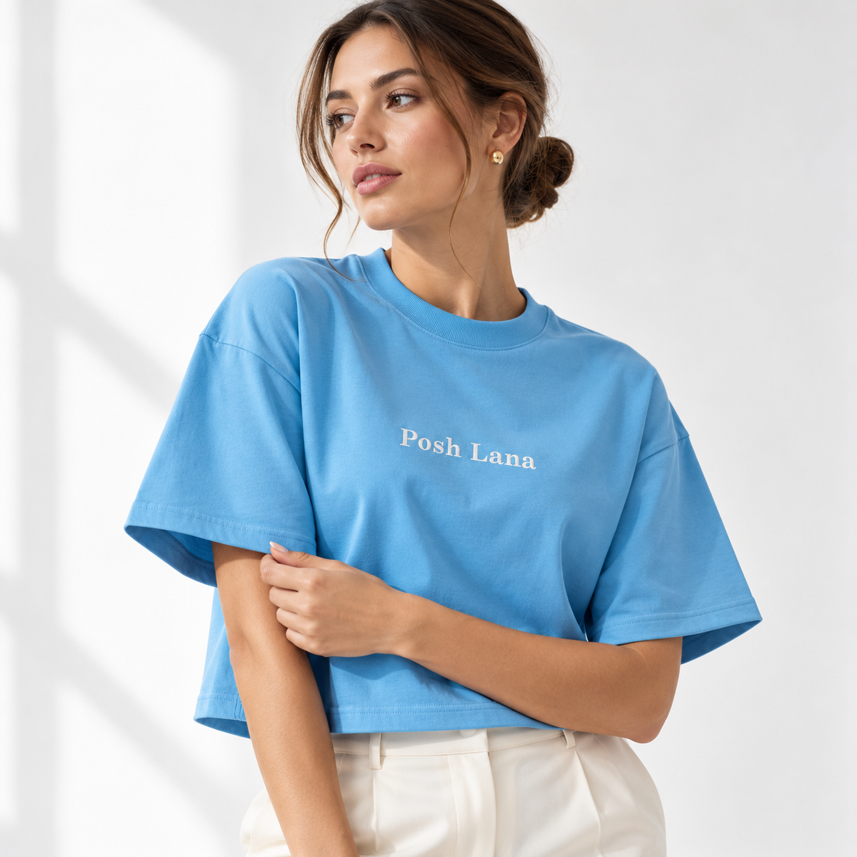 The Boxy Heavyweight Sky Blue Cotton Tee AiryBluePoshLanaPortrait