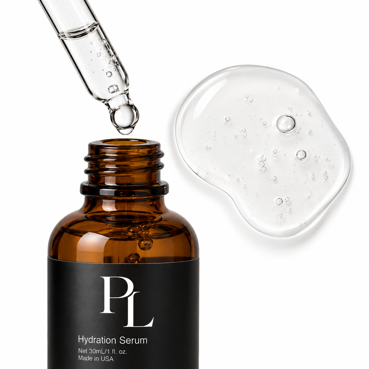 Hydration Serum AmberSerumDropperandGlossyGelPuddle