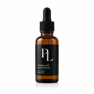 Collagen & Retinol Face Serum Amberserumbottleonwhitebackdrop