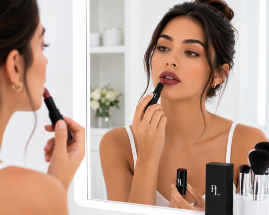 Luxury Matte Lipstick - Melrose Applyinglipstickinamodernvanity