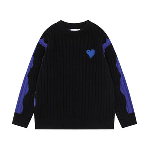 Contrast Panel Irregular Sweater Black B23D3922F5F535CD541F7236AE7FB1A8