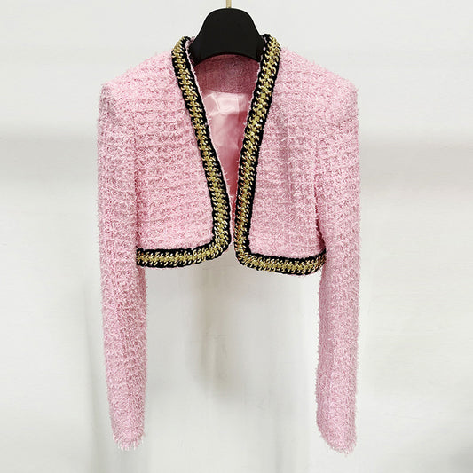 The Pink Bouclé Chain-Detail Three-Piece Set B8C0B169293CE5A0C8617D2FD65A9137
