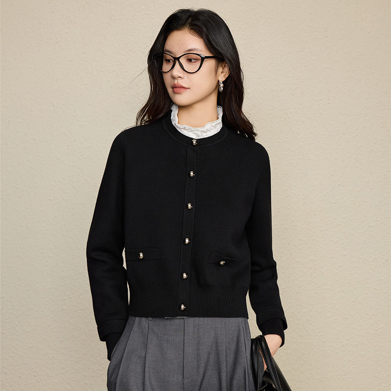 The Lace-Collar Pocket Knit Cardigan BF12F41585A04AB3B8096C98EAAB448B