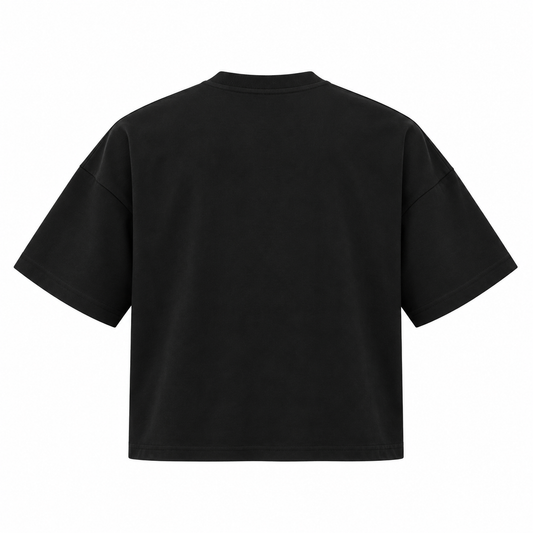 The Boxy Heavyweight Black Cotton Tee BackViewBlackOversizedT-ShirtMockup