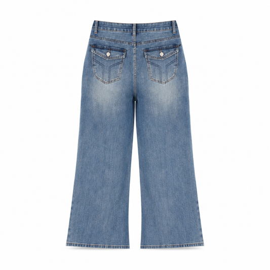 The Retro-Wash High-Rise Wide-Leg Jeans BackViewWide-LegBlueJeans
