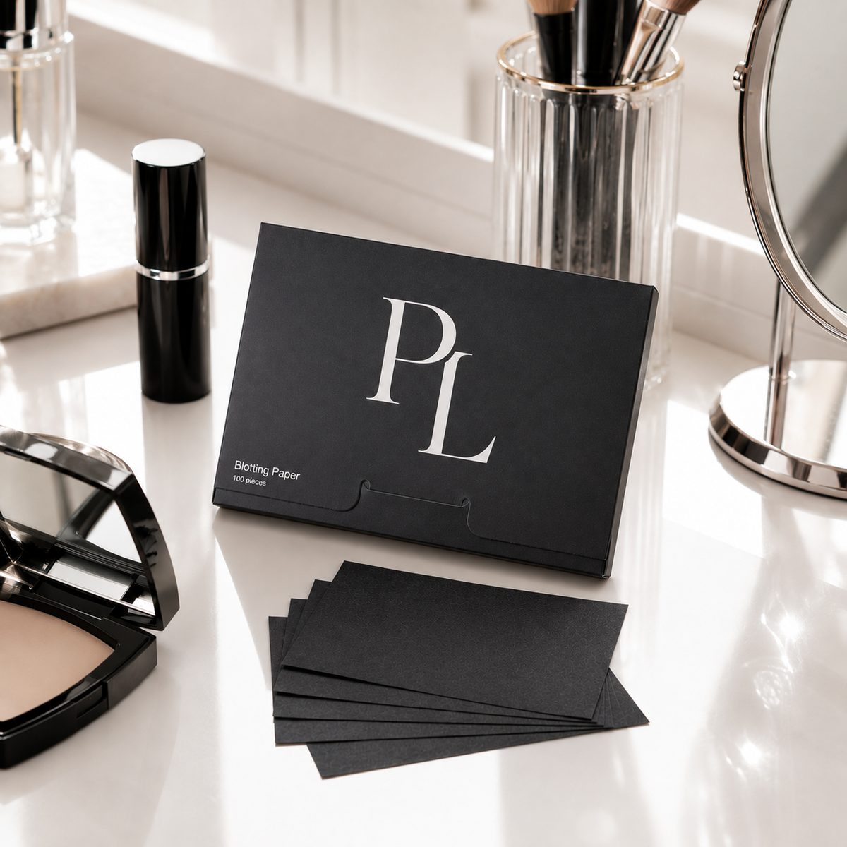 Touch-up Blotting Papers BlackBlottingPaperVanityDisplay