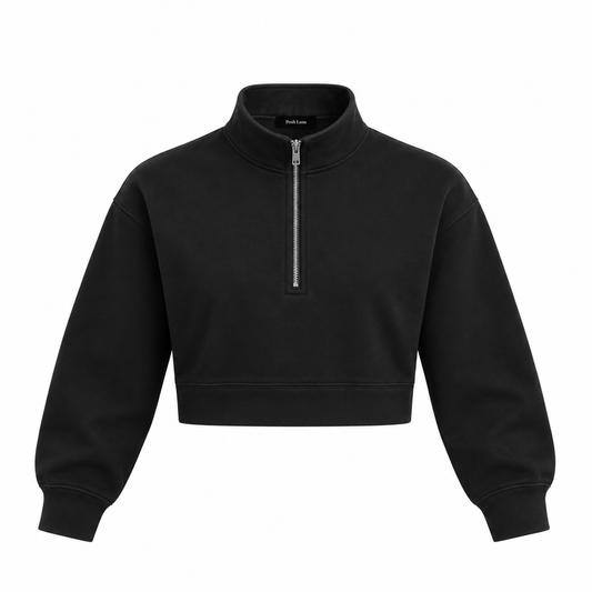 Women's Crop Quarter-Zip Sweatshirt Black BlackCroppedHalf-ZipSweatshirt