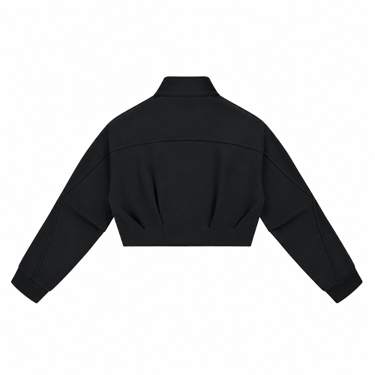 The Cropped Stand-Collar Button-Front Jacket BlackCroppedJacketBackView