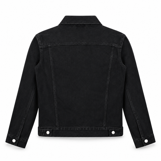 The Vintage-Wash Denim Jacket BlackDenimJacketBackView
