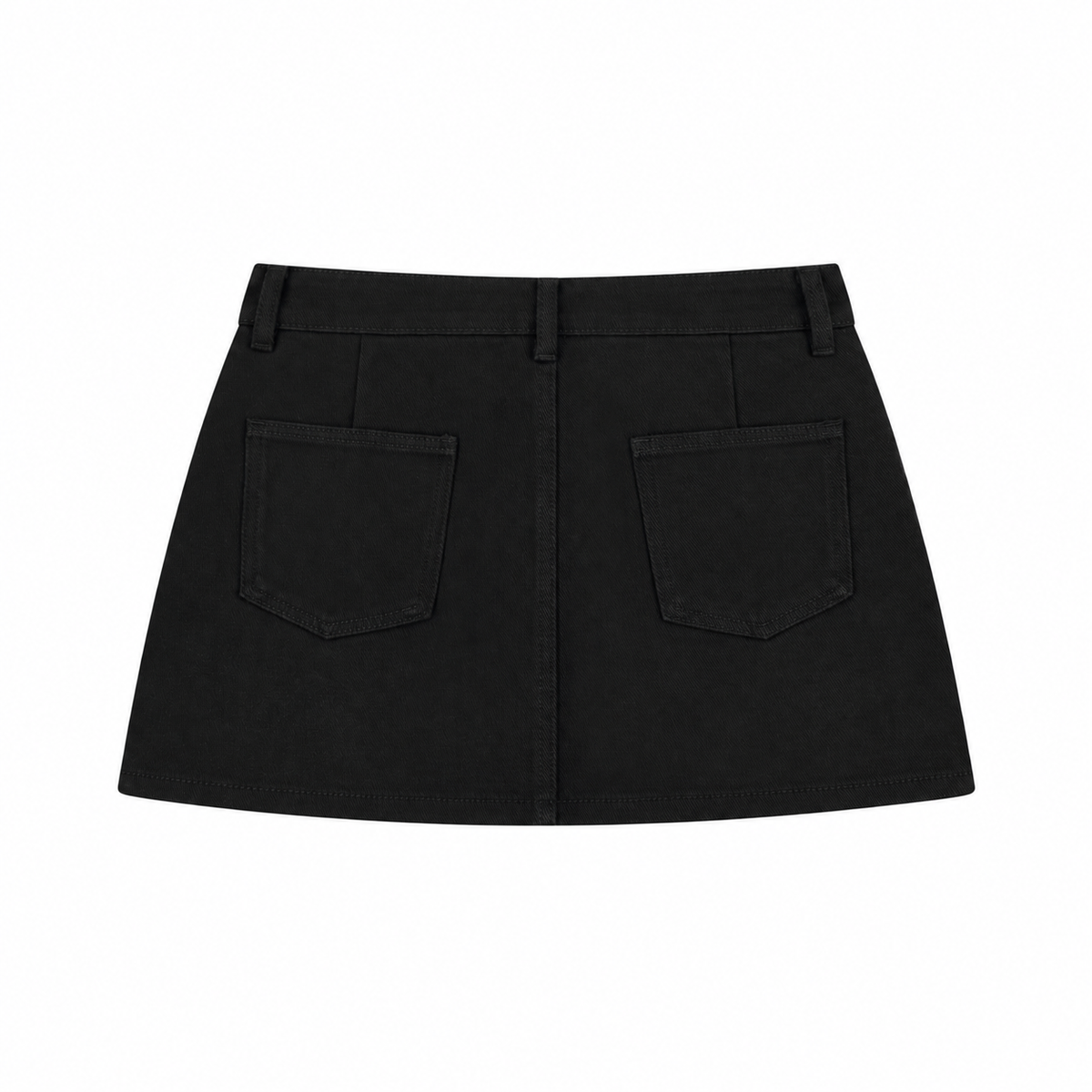 The Vintage Stud-Detail Denim Mini Skirt BlackDenimMiniSkirtBackView