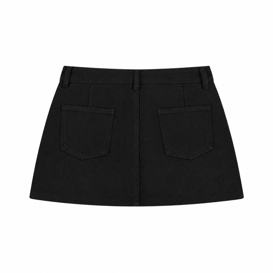 The Vintage Stud-Detail Denim Mini Skirt BlackDenimMiniSkirtBackView