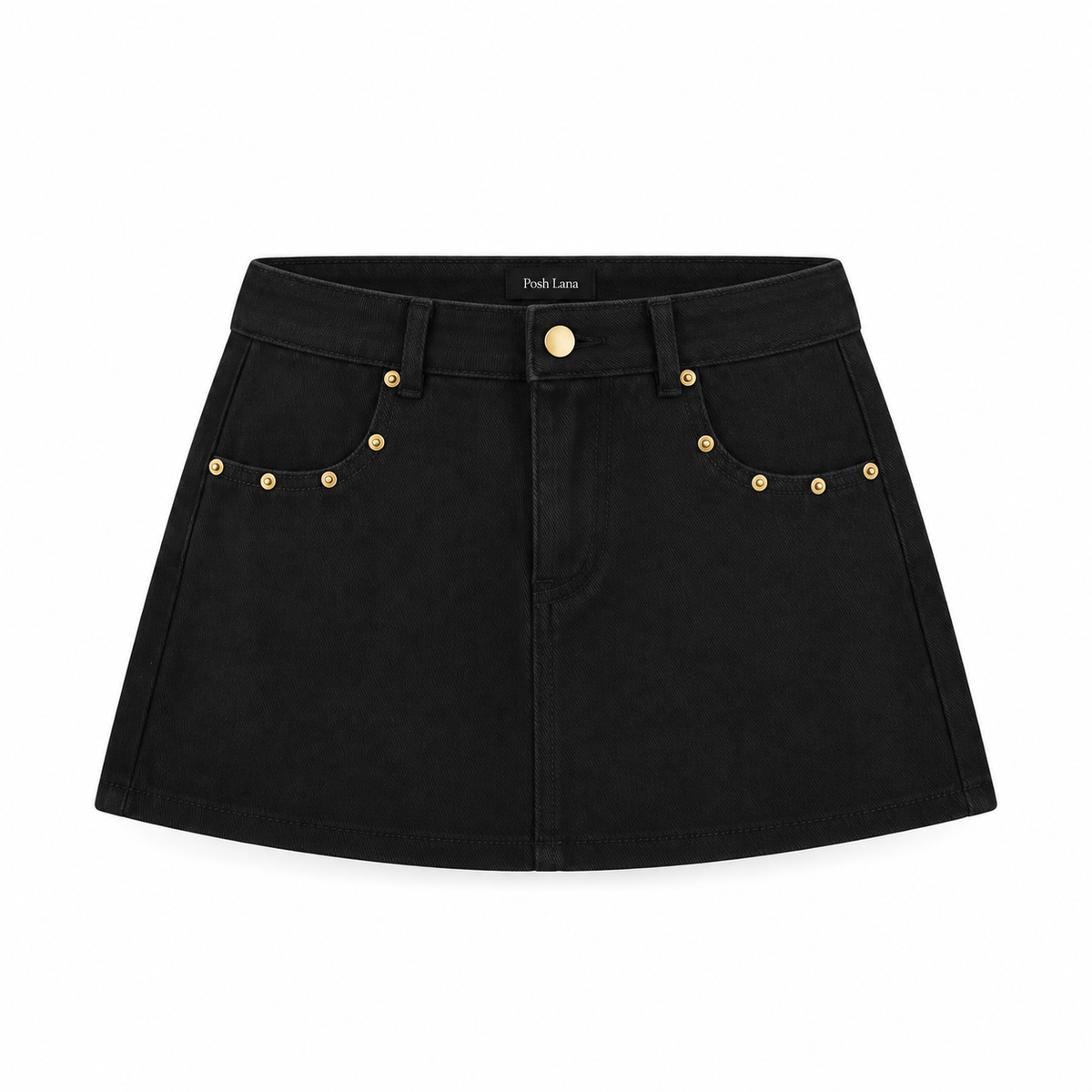 The Vintage Stud-Detail Denim Mini Skirt Black BlackDenimMiniSkirtProductShot