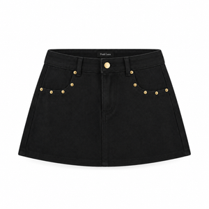The Vintage Stud-Detail Denim Mini Skirt Black BlackDenimMiniSkirtProductShot